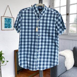 J.Crew blue checked short sleeve button-down